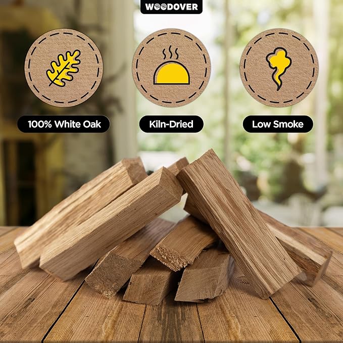 Pizza Oven Wood with Fire Starters - Fast-Lighting, Low Smoke 12 lbs White Oak Kiln-Dried 6 Inch Logs for Ooni, Gozney & Solo Stove, Clean-Burning Firewood for Wood-Fired Pizza - Approx 800 cub.in.