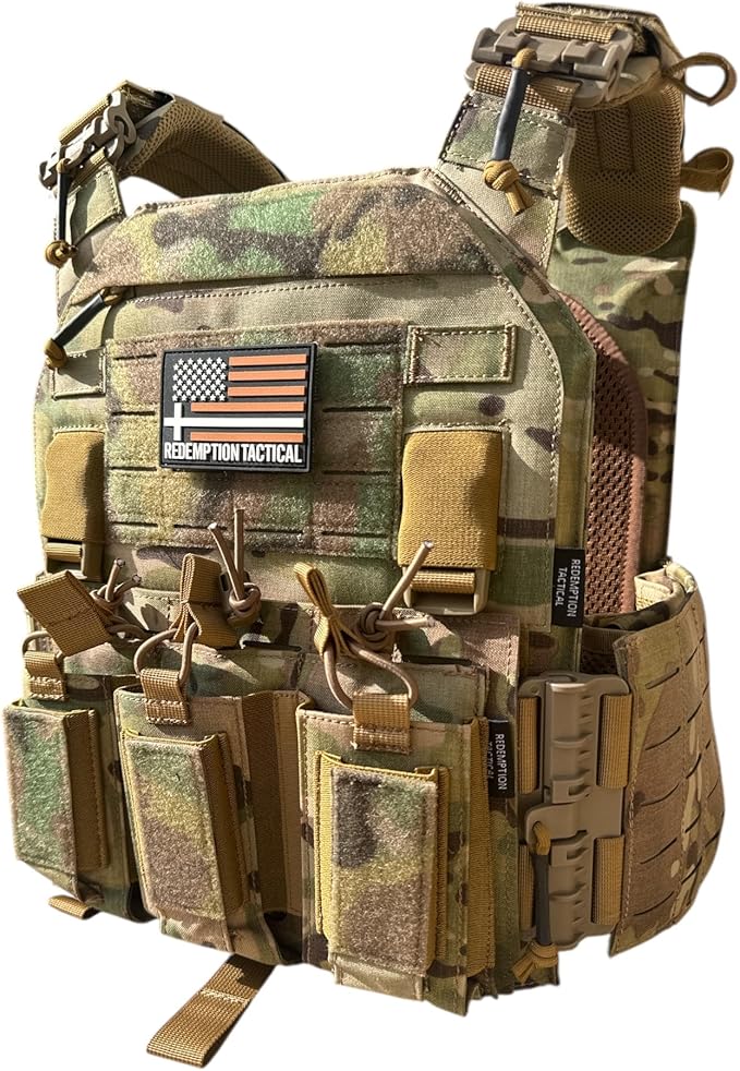 Redemption Crusader 2.0 Molle Quick Release Buckles Airsoft Vest With Adjustable Size Sides And Triple Pouch