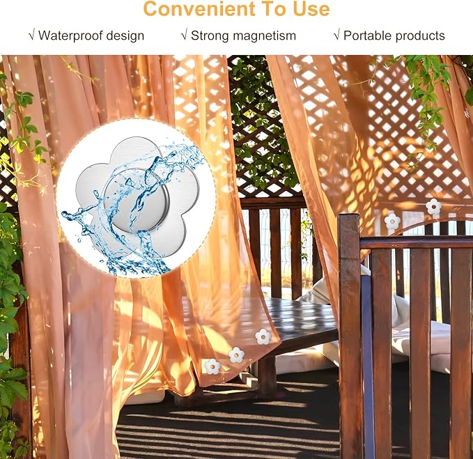 12 PCS Flower Shaped Outdoor Tablecloth Weights, Stainless Steel Table Weights for Tablecloths Windproof Magnetic Clips for Picnic Wedding Party Decor