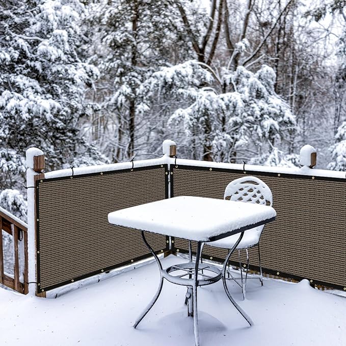 UPGRADE Privacy Screen 3' x 16' Fence Commercial Shade Cover with Brass Grommets Heavy Duty Perfect for Outdoor Back Yard, Brown, Customizable