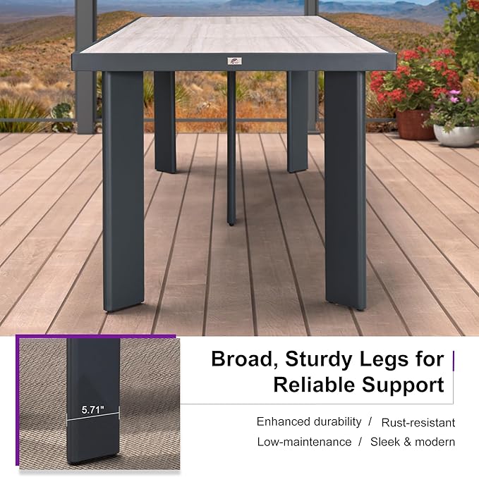 PURPLE LEAF 9 Pieces Outdoor Dining Set Patio Table and Chairs Set Aluminum Wicker Rattan Patio Furniture Set for Lawn Garden Porch Beige Marble Color Outdoor Set