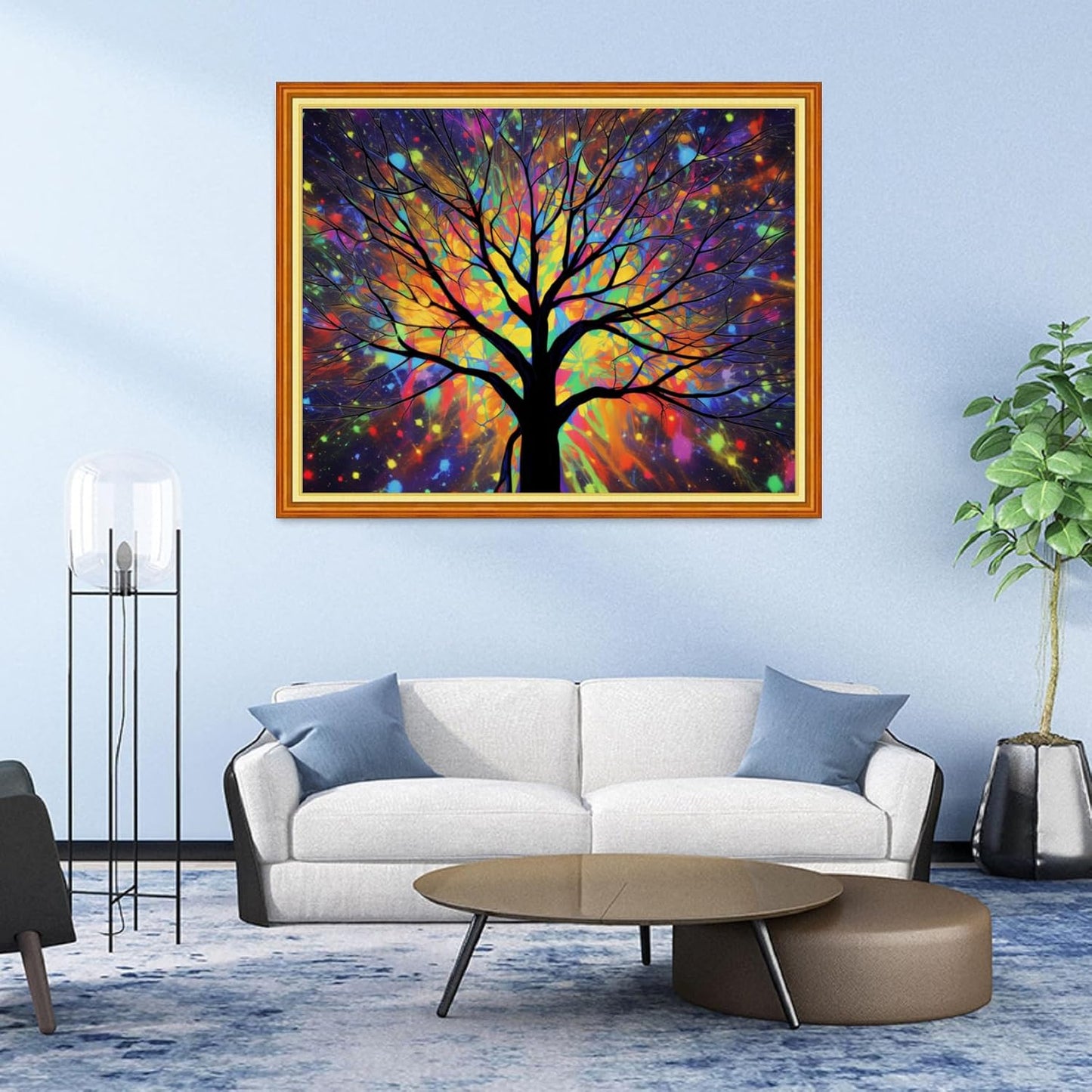 DMCVIVR Stamped Cross Stitch Kits for Adults Beginners Embroidery Kits 11CT Needlepoint Kits Cross Stitch Patterns Embroidery Patterns&Magic Night Light Tree 16x20 inch