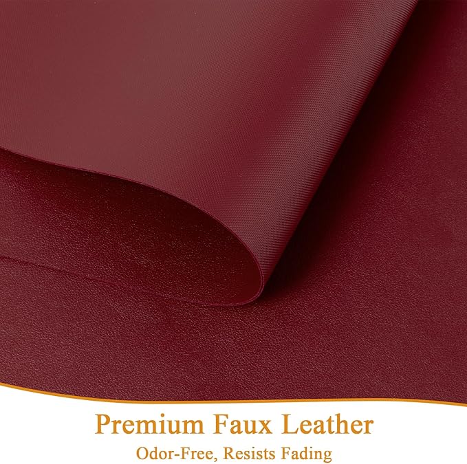 SHACOS Placemats Set of 6 Faux Leather Waterproof Leakproof Wipeable PU Non-Slip Vinyl Place Mats Heat Resistant Table Mats for Kitchen Dining Table Indoor Outdoor, Red