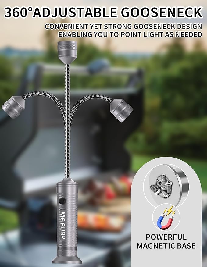 Grill BBQ Stocking Stuffers for Men Adults, 2-Pack Magnetic Barbecue Grill Light: BBQ Grilling Blackstone Griddle Accessories for Outdoor Grills, Birthday Christmas Gifts for Men Dad Husband Grandpa