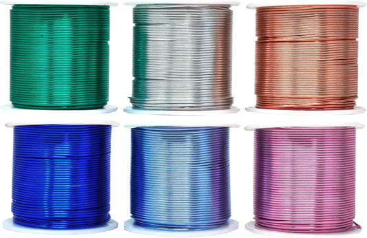 Mandala Crafts 18 Gauge Anodized Aluminum Craft Wire for Jewelry Making - 450 FT Colored Flexible Silver Copper True Blue Pink Ice Blue Green Wire - Bendable for Bonsai Armature Crafting Sculpting