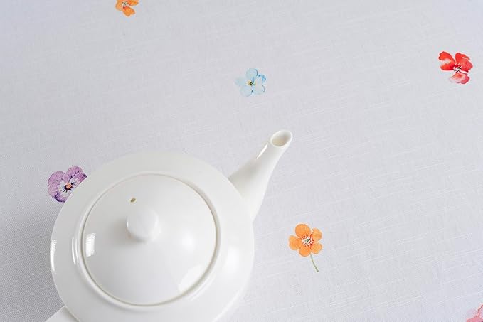 Maison d' Hermine Table Cloth Round Table 100% Cotton 69 Inches Tablecloth Reusable Decorative Everyday Use for Dining Room, Farmhouse, Home, Party, Festive & Wedding Spring Summer - Summer Whisper