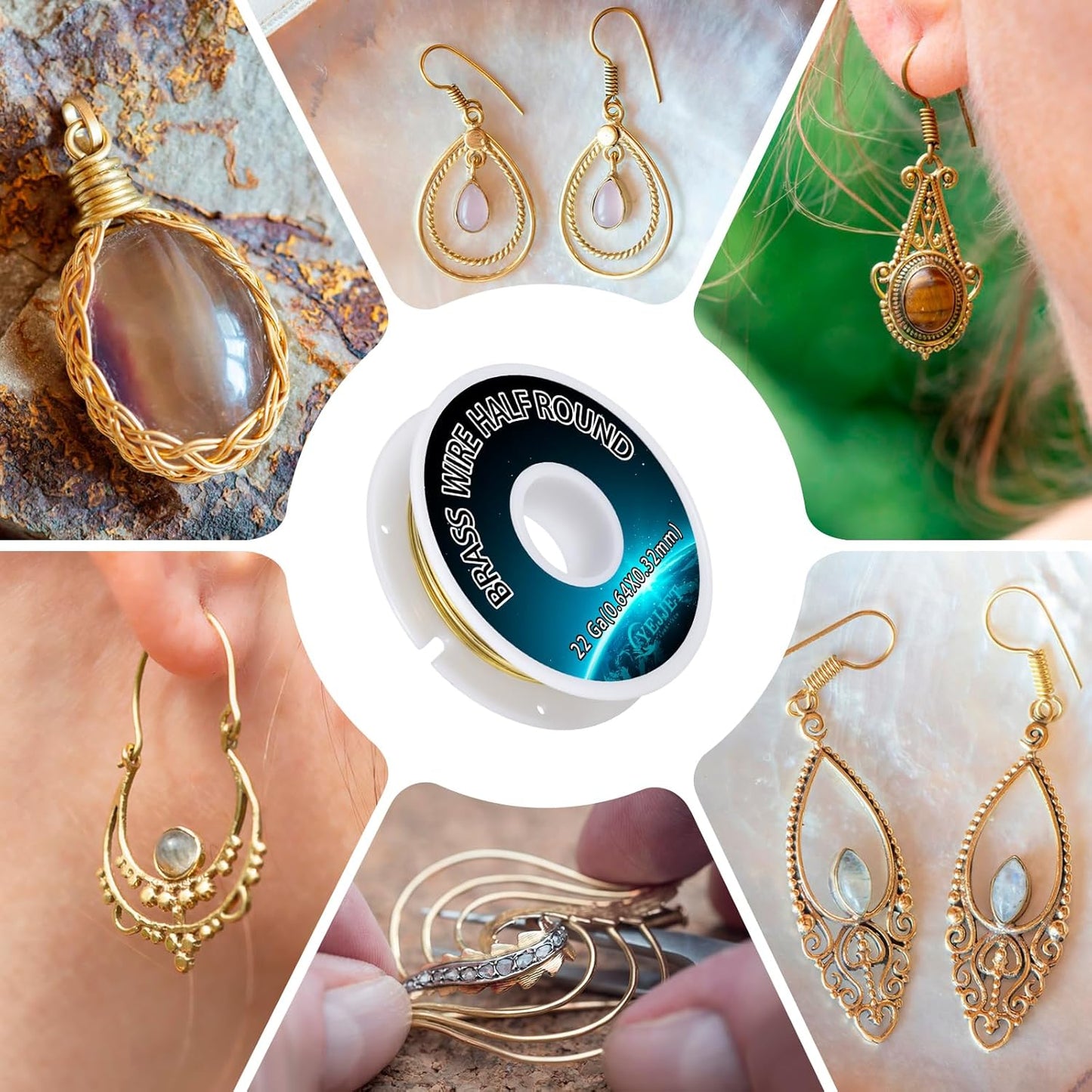 Delicate 22 Gauge Brass Wire Half Round 0.64x0.32mm - 1.3 oz 75 Feet for Beading, Filigree, Miniature Crafts