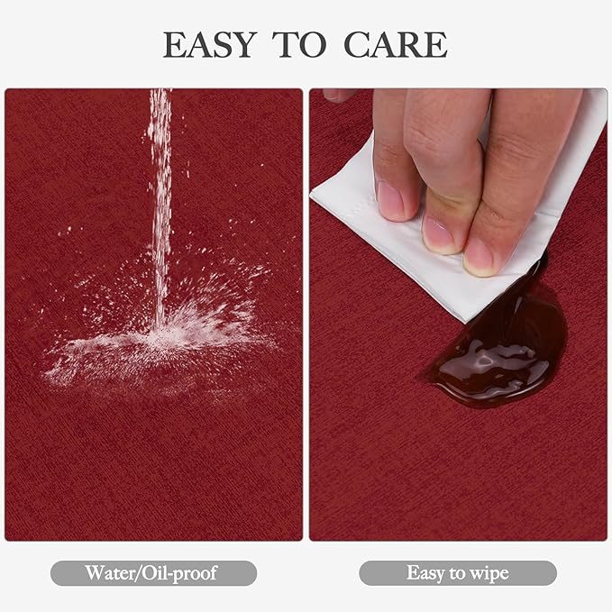 Faux Leather Heat Resistant Christmas Placemats Set of 6 – Waterproof Oilproof Wipeable Dining PU Vinyl Place Mat Easy Clean Table Mats for Kitchen/Dining/Party/Holiday, Red