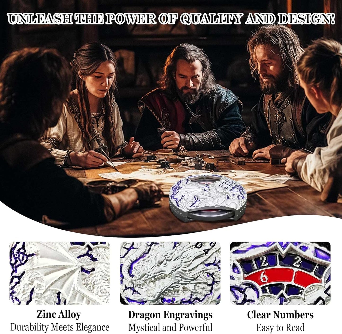 DND Dice Set Roulette: Fidget D4 D6 D8 D10 D10% D12 D20 All in One Metal D&D Spinner Dice - Cool Role Playing Dice Gifts for Dungeons and Dragons TRPG MTG Games Lover Players (Silver)