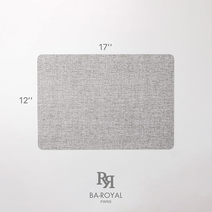 Faux Leather Placemats Set of 4 Vinyl Washable Wipeable Table Mats for Kitchen Dining Table Heat Resistant Waterproof Modern Indoor/Outdoor Placemats Non-Slip Easy Clean Place Mats (Mid Gray)