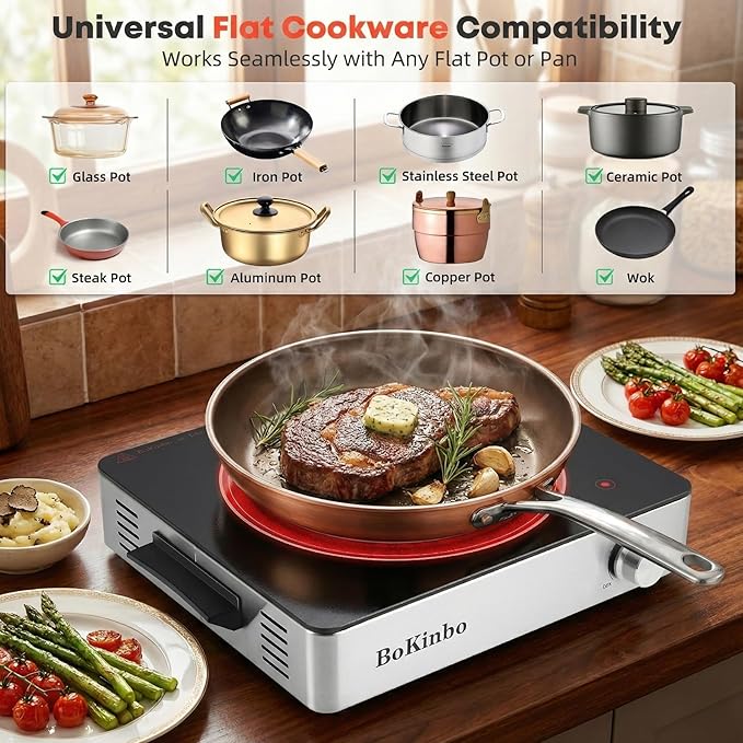 Single Infrared Burner, 1800w electric stove, compact size portable electric stove, burners for cooking, hot plates for cooking, portable cooktop, hot plates for countertop