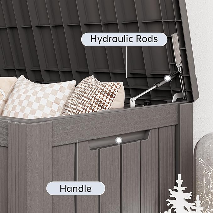 120 Gallon Outdoor Storage Box, Resin Deck Boxes Outdoor Waterproof For Patio Furniture, Garden Tools, Pool Supplies, Durable And UV Resistant, Lockable