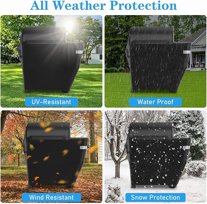 Utheer Grill Cover for Weber Searwood 600 Pellet Grill, Heavy Duty 600D Waterproof Fabric Grill Cover for Weber 3400145, Black
