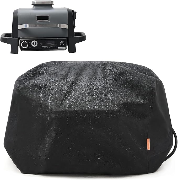 Waterproof Cover for Ninja Woodfire Outdoor Grill, Accessories for Ninja Wood Fire Smoker Grill OG700 Series, with Power Cord Storage Pocket, Windproof with Elastic Band Closure (Cover Only)