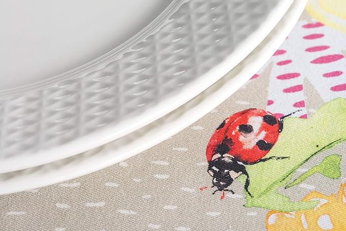 Maison d' Hermine Table Cloth Round Table 100% Cotton 69 Inches Tablecloth Reusable Decorative Everyday Use for Dining Room, Farmhouse, Home Party, Festive & Wedding Spring Summer - Jardin D'Ete - Fog
