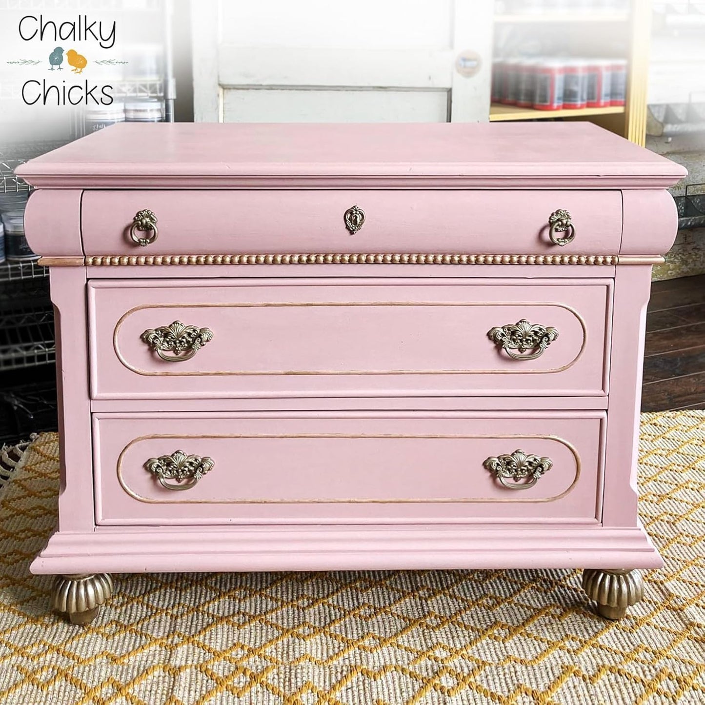 Chalky Chicks All-in-One Chalk Paint for Furniture or Cabinet - 8 Fl Oz - Matte Finish Sweet 16 (Pink) for Metal, Wood Furniture Paint - No Sanding All-in-One for Home Decor & Crafts, USA Made