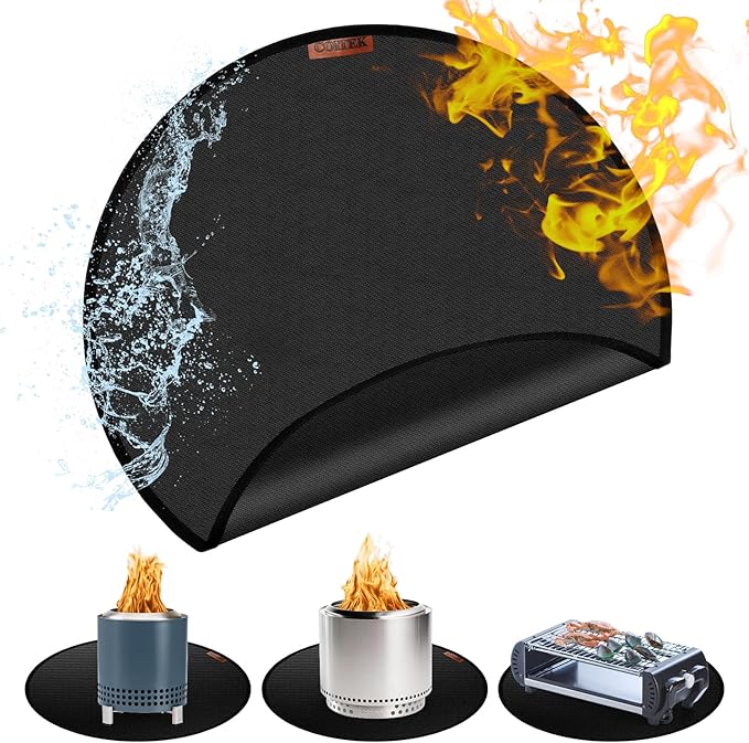 36" Fire Pit Mat for Solo Stove Mesa,Tabletop Fire Pit, Fireproof Mat for Under Fire Pit, Heat Resistant Round Mat for Outdoor BBQ, Reusable Waterproof Pad, Non-Slip for Table Top Protection