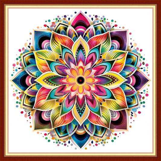 Joyhoor Cross Stitch Kits for Beginners Stamped Cross-Stitch Supplies Needlework preprint Embroidery Kits for Adults DIY Needlepoint Kits Embroidery Patterns 11CT- Magic Mandala 18x18 inchs