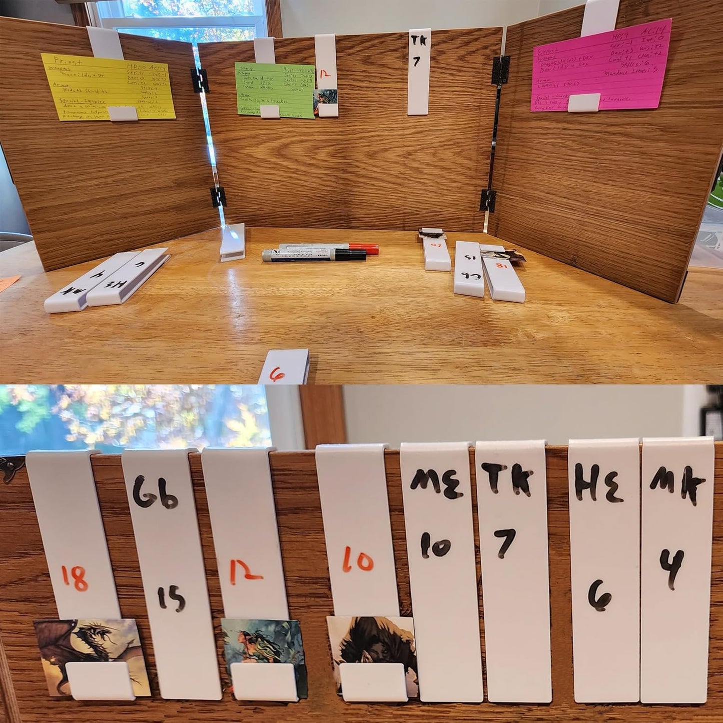 White Acrylic Erasable Screen Top Initiative Trackers 12PCS for DND, Other Tabletop RPG Game Accessories