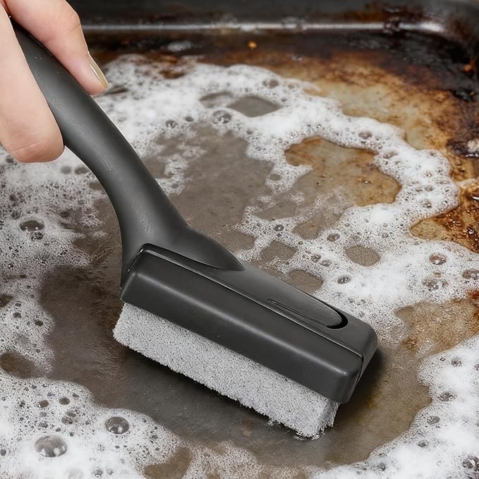 BBQ Grill Brush - Safe Bristle Free Cleaner, Rapid Scrubbing Barbecue Tool, Zero Wire Release Design, Handle for Deep Cleaning Grates, Outdoor Cooking Equipment, Home Restaurant