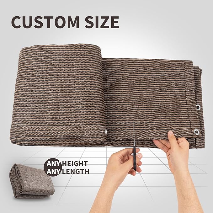 LOVE STORY Custom Size 3.3'x5' Brown Balcony Privacy Screen,UV Block Privacy Fence Screen,90% Shield for Outdoor Pool Garden Apartment Railing