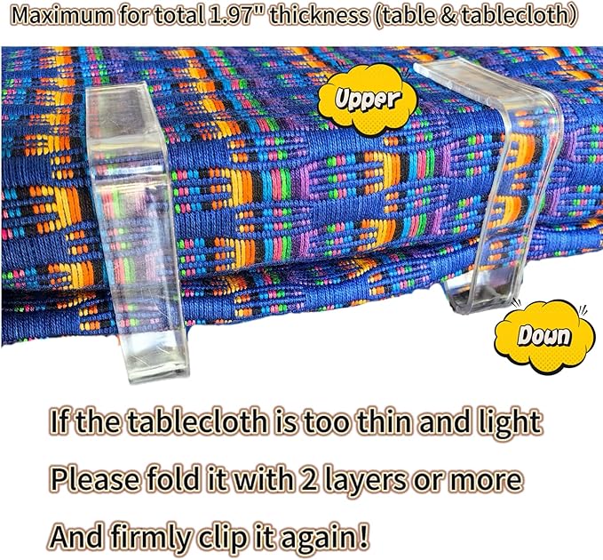 24 Pieces Clear Tablecloth Clips, Durable Plastic Table Cover Holders, Windproof Transparent Clamps for Securing Tablecloths Indoor Outdoor Party, Wedding, Christmas Event, Picnic, Camping (24, Large)