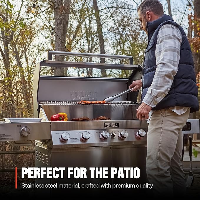 Monument Grills 6-Burner Convertible Natural Gas Smart bbq Grill Stainless Steel Denali 605 with BBQ Cover