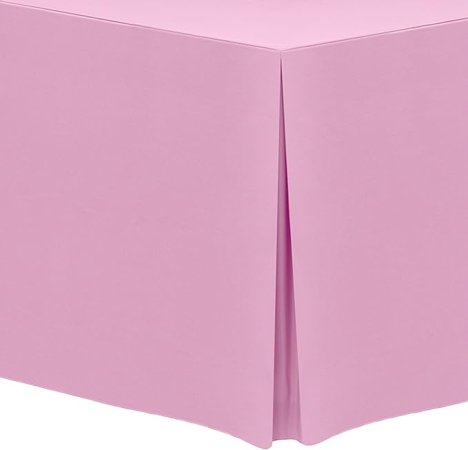 Ultimate Textile 5 ft. Fitted Polyester Tablecloth - Fits 30 x 60-Inch Banquet and Folding Rectangular Tables - 42" H, Pink Balloon