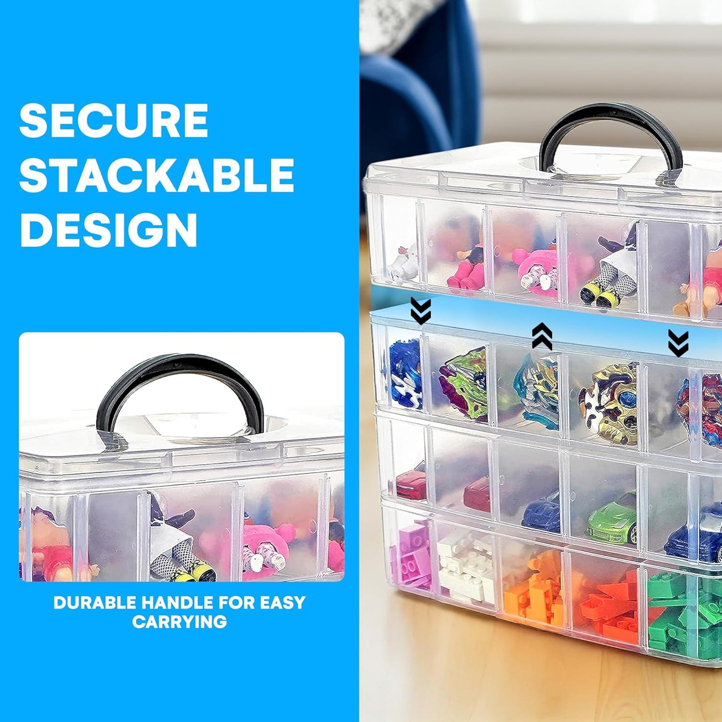 Bins & Things 40-Compartment Organizer for LOL Dolls - Beads and Craft Storage, Compact Toy Organizer for Small Toy Figures - Portable, Durable Storage Solution
