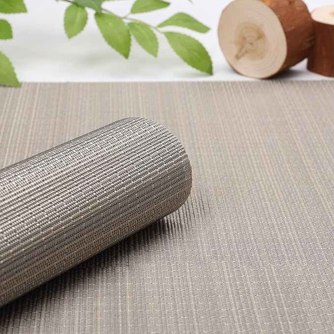 Myir JUN Table Runner, Vinyl Table Runner Indoor 72 Inch Long Arbitrarily Cropped Runner for Table Heatproof for Home Party (Golden Silver, 12 x 72 inch)