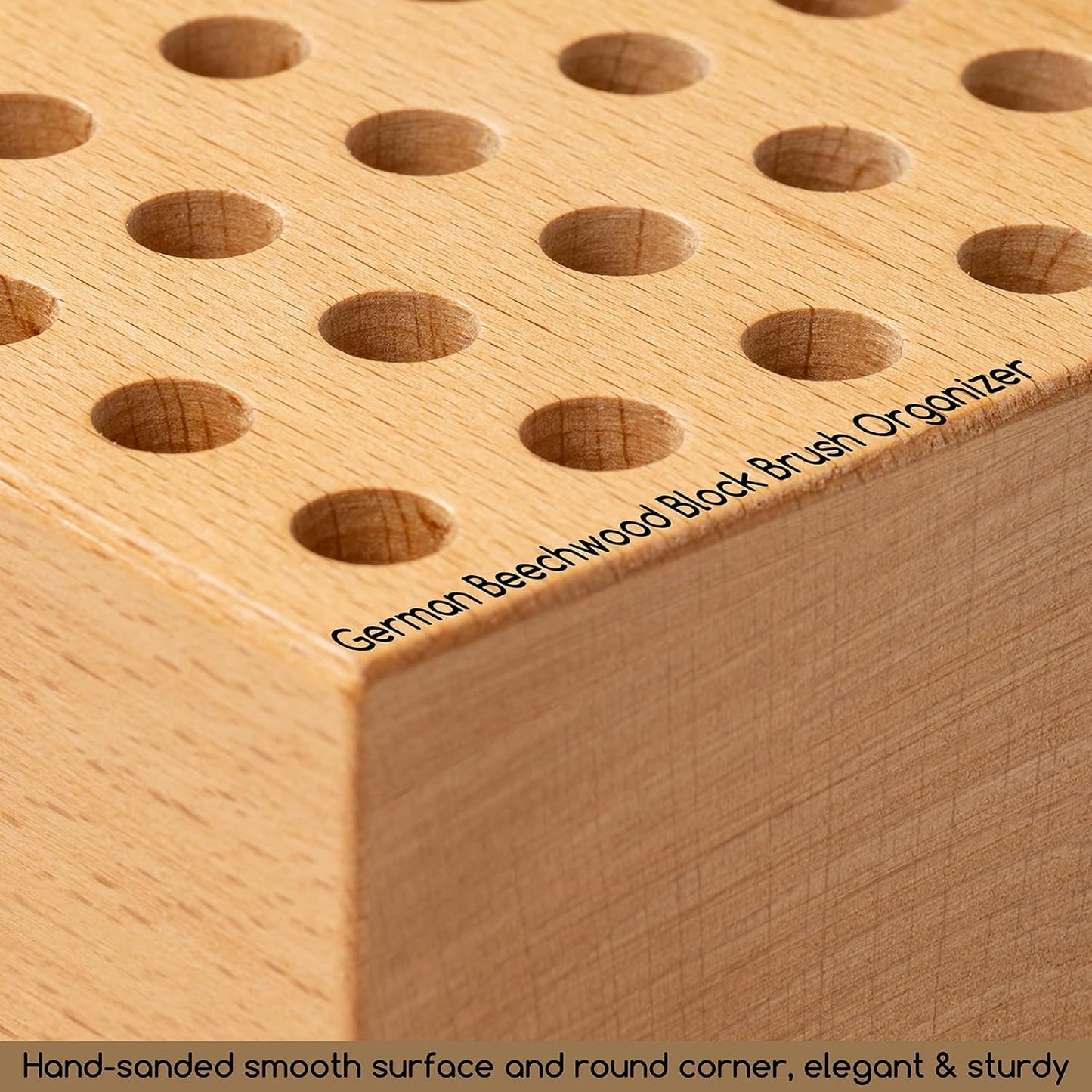 MEEDEN 2Pcs Beechwood Pencil and Brush Holders: 36 Holes Paint Brush Storage Organizer & Holder Rack - Wood Block Pencil Holder for Paintbrushes, Pens and Art Tools - Paint Brush Holder Display Stand