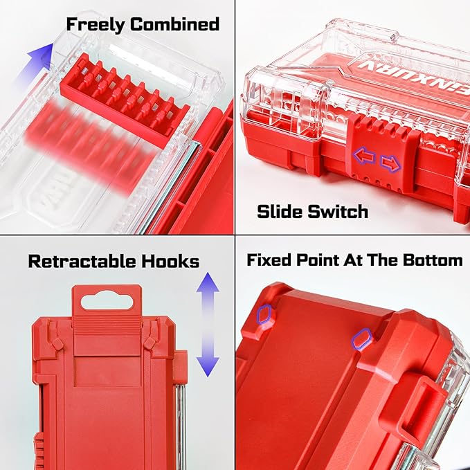 92Pieces Impact Screwdriver Bits Set, Magnetic S2 Steel 1”/2” Phillips/Square/Torx/Slotted/Hex/Pozi Bits Tips and Impact Bit Holder with Red Storage Box Case