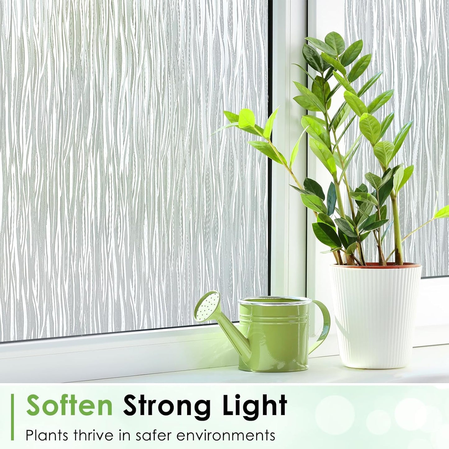 Homein Window Privacy Film, Frosted Glass Window Film Decorative, Non Adhesive Glass Clings, Static Cling Door Coverings, UV Blocking Privacy Sticker for Home, Pure Wave, 17.5 x 157.4 inches