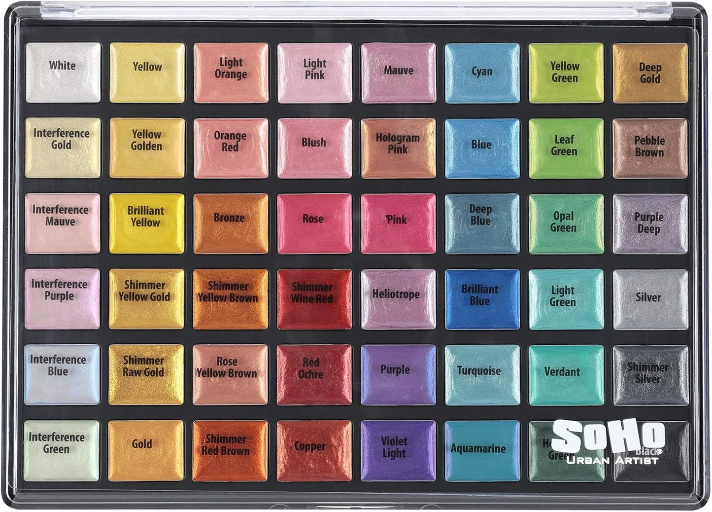 Soho Urban Artist Metallic Watercolors Set – 48 Vibrant Metallic Half Pans in Travel Case – Professional Shimmer Watercolor Paint Set for Artists, Crafters & Mixed Media