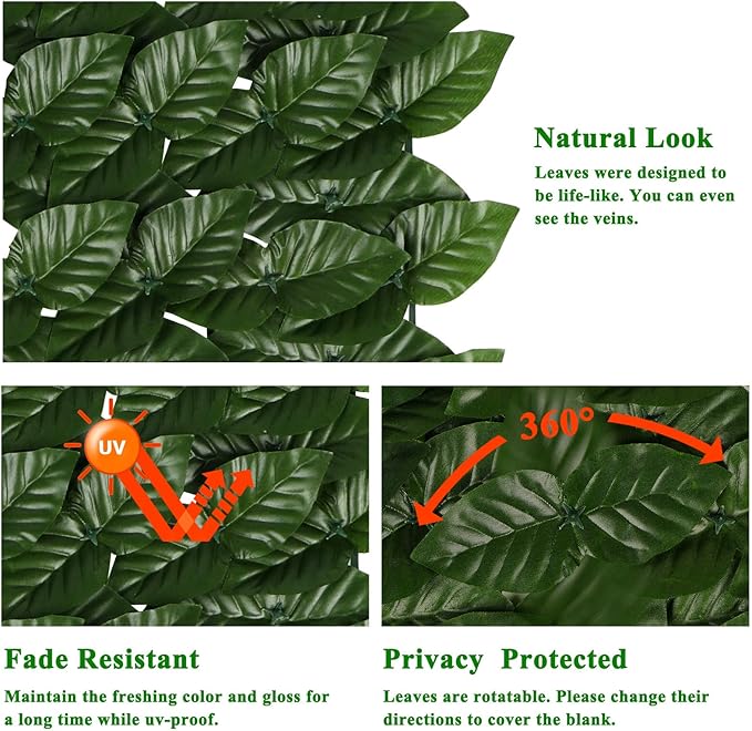 iCover Artificial Ivy Privacy Screen for Fence, 39x118in Strengthened Joint Prevent Leaves Falling Off, Faux Hedge Panels Greenery Vines, Decorative Fences for Outdoor, Garden