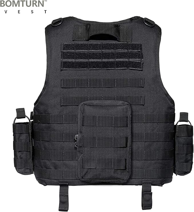 BOMTURN Tactical Airsoft Vest Upgrade Adjustable Modular Paintball Vest Outdoor Fit Adult