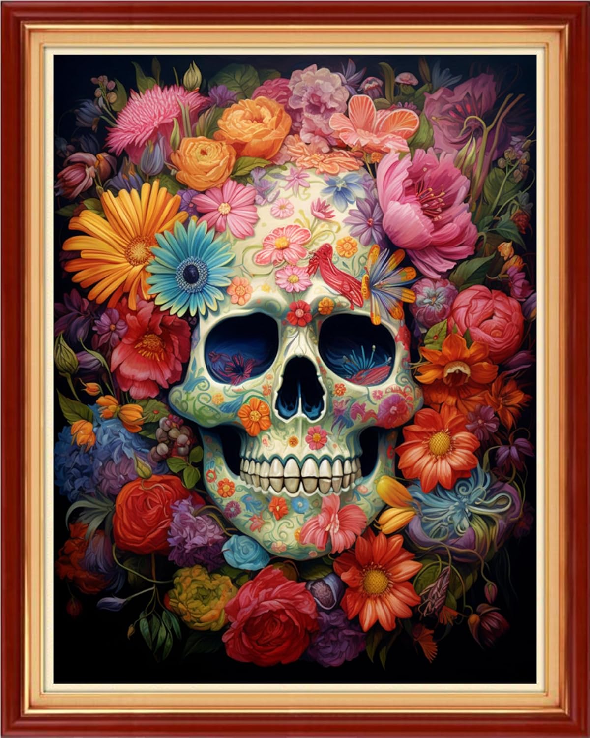 Dooxvey Cross Stitch Kits for Adults Beginners,Full Range of Cross-Stitch Stamped Kits Needlepoint Kits for Beginners Embroidery Kits 11CT Cross Stitch Patterns-Skeleton Flower 16x20 inch