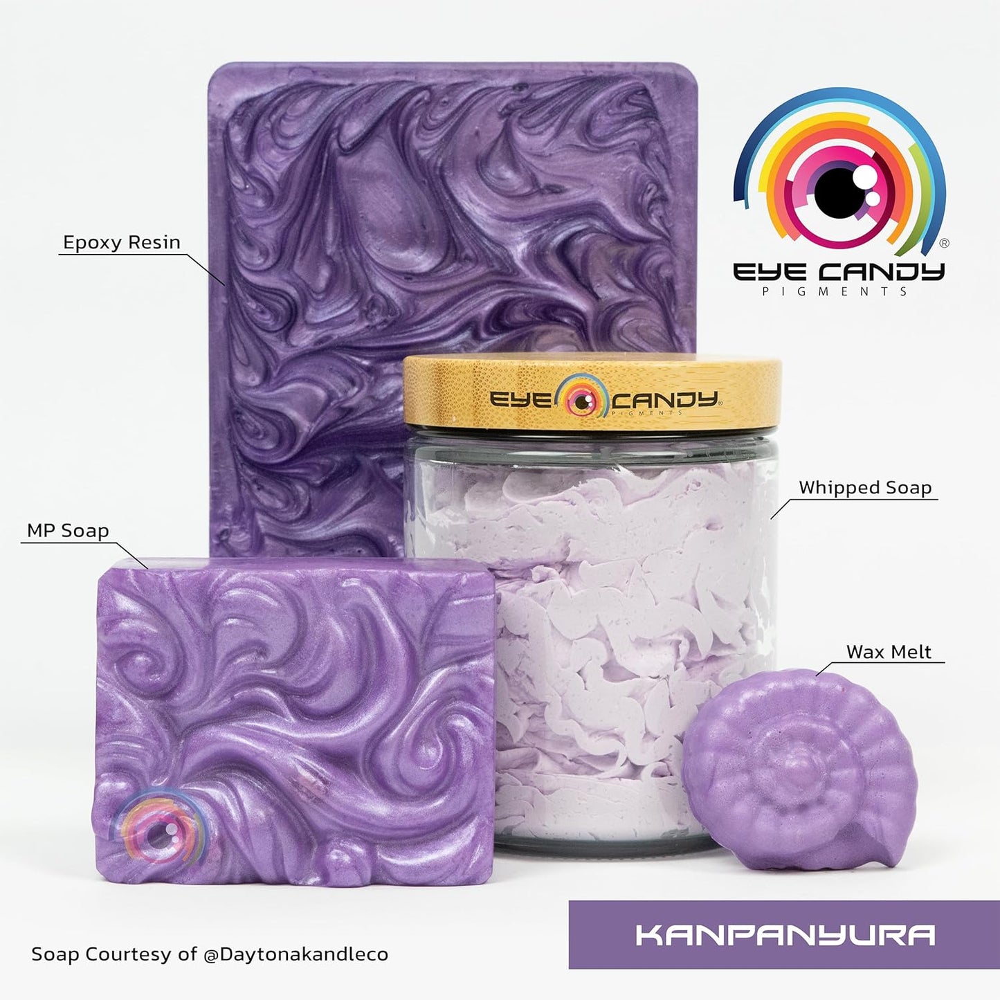 Eye Candy Pigments Premium Purple Mica Powder - Kanpanyura (50gr) - for Epoxy, Resin, Soap, Paint, Woodworking, Acrylic Pouring, Bath Bombs, Fishing Lures - DIY Arts and Crafts Additive