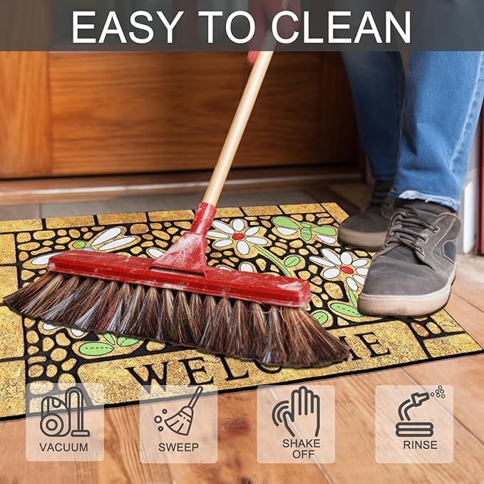 CHICHIC Welcome Door Mat 24 x 36 Inch Front Doormat Outdoors for Home Entrance Outdoors Mat for Outside Entry Way Doormat Entry Rugs, Heavy Duty Non Slip Rubber Back Low Profile, Dragonfly
