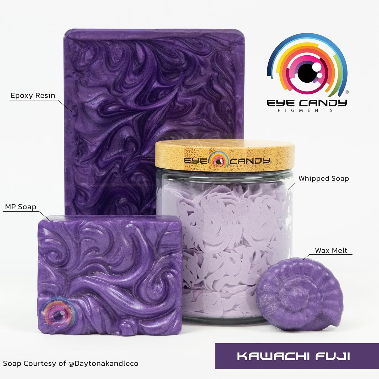 Eye Candy Pigments Premium Purple Mica Powder - Kawachi Fuji (25gr) - for Epoxy, Resin, Soap, Paint, Woodworking, Acrylic Pouring, Bath Bombs, Fishing Lures - DIY Arts and Crafts Additive
