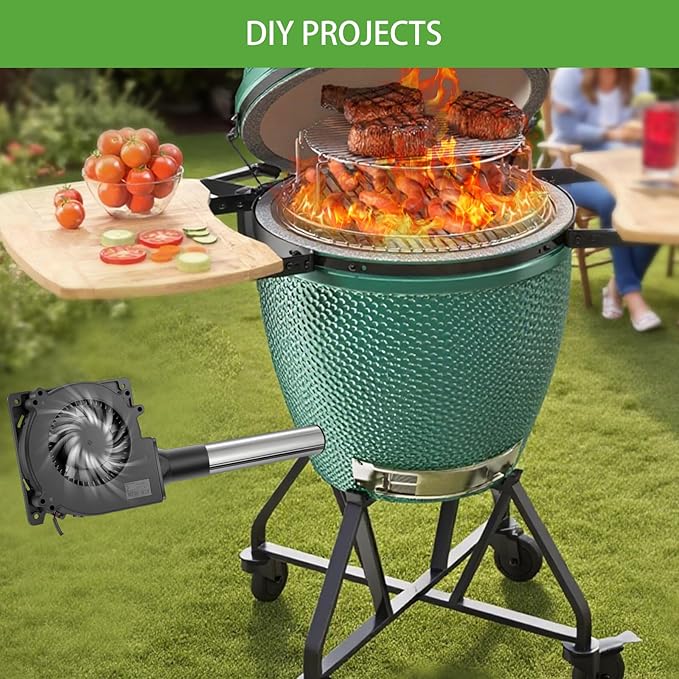 120mm x 32mm Small BBQ 12V Electric Blower Fan with Controller for Squirrel Cage Air Blower, Smoker Ventilation, Inflatable Replacement, Charcoal Starter, Fireplace Wood Stove Bellow