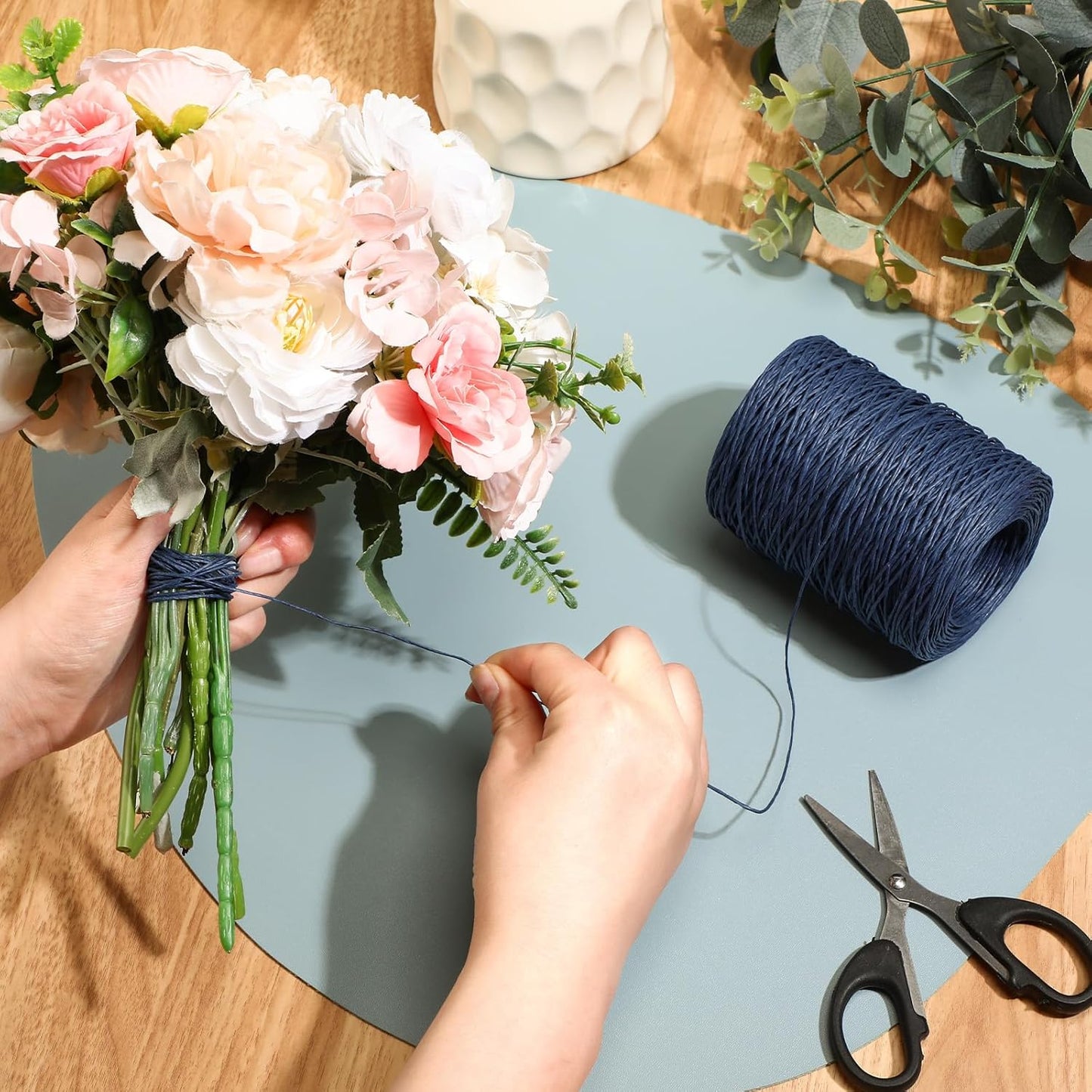 Syhood Floral Vine Bind Wire Rustic Wrapping Wire for Flower Bouquets (Dark Blue)