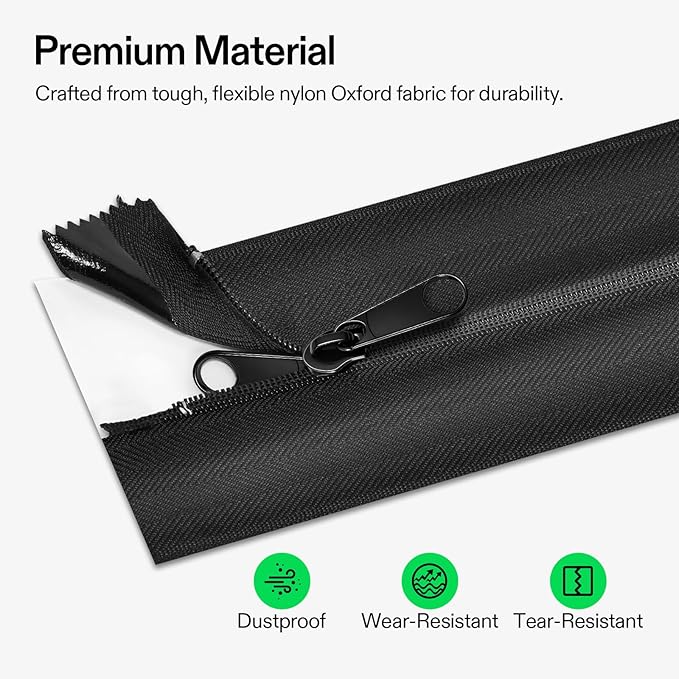 VIVOSUN 1-Pack Self Adhesive Zipper Door for Debris Barriers, 3In. x 7Ft. Peel & Stick, Heavy-Duty & Double-Sided Zipper for Tarp, Greenhouse, Indoor Outdoor Tent, Black