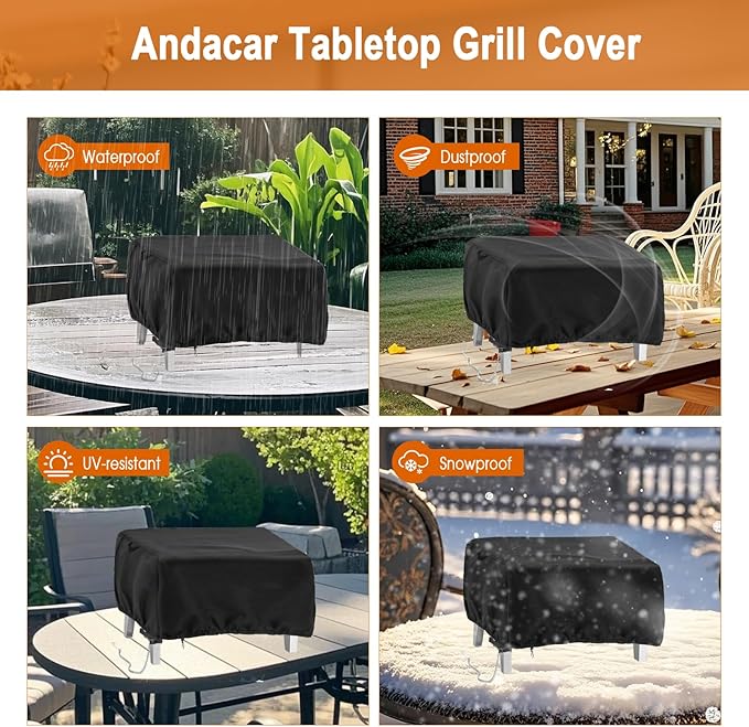 Outdoor Grill Cover for Lifemaster Portable Gas Grill 2 Burners, Waterproof Tabletop BBQ Grill Cover Heavy Duty Table Top Covers - 24" L×21" W×17" H