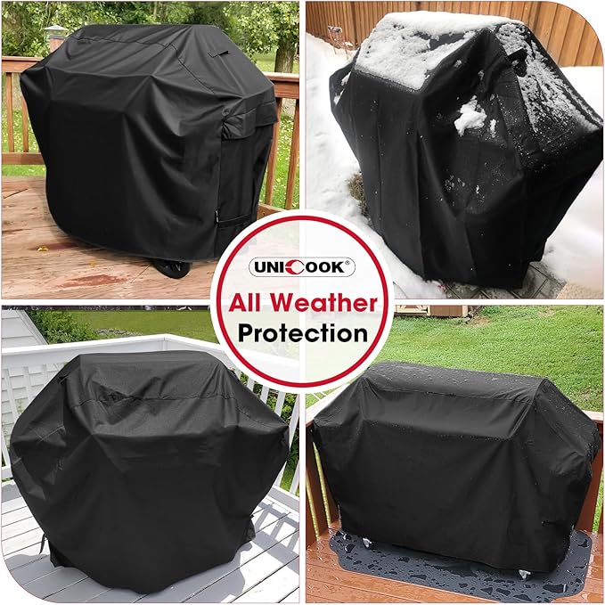 Unicook Grill Cover 55 Inch for Outdoor Grill, Heavy Duty, Waterproof, Fade Resistant, BBQ Cover with Handles/Straps/Air Vents, Compatible with Weber Charbroil Nexgrill Gas BBQs etc