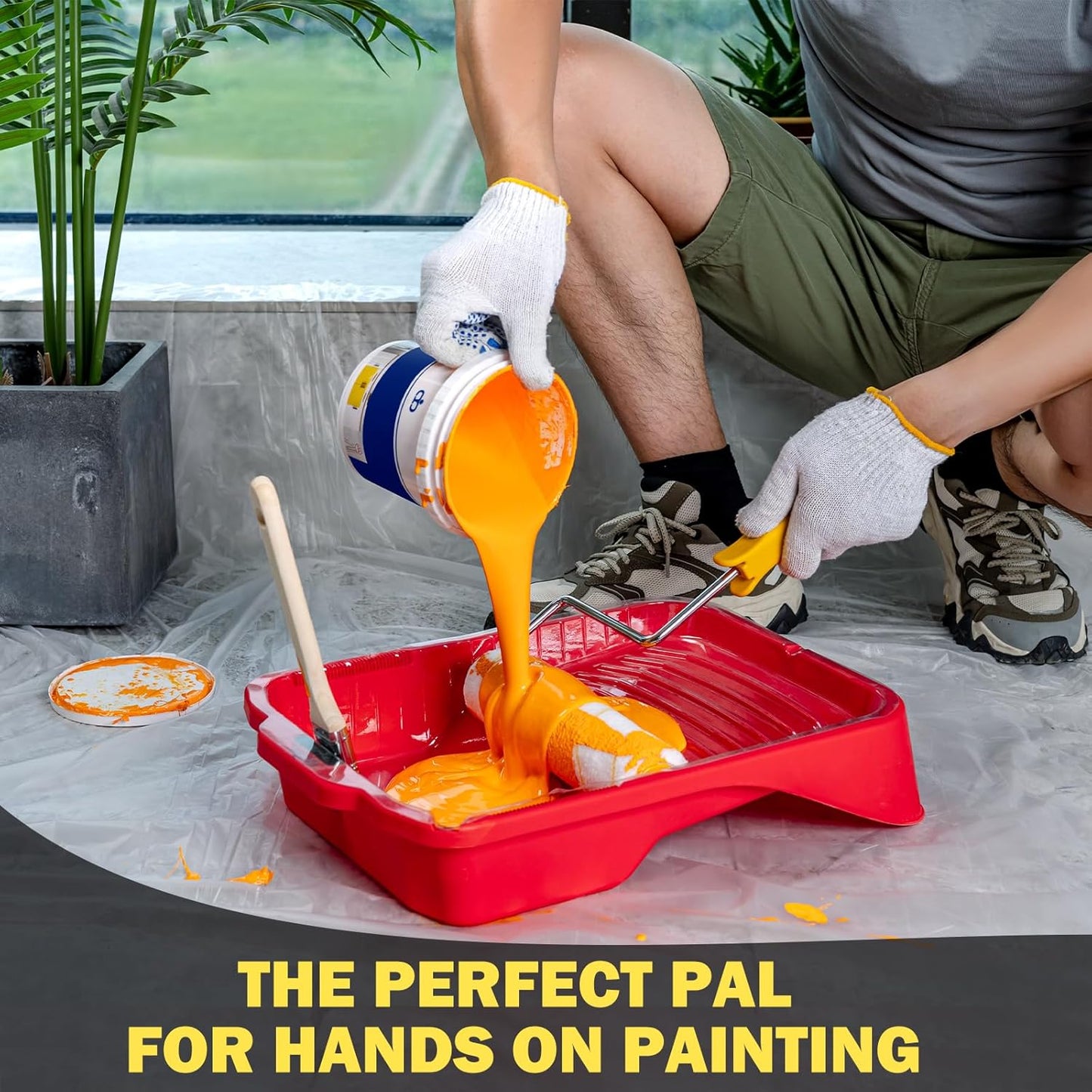 Mister Rui 17-Piece Paint Roller Kit with Non-Slip Tray, Microfiber Roller Covers, Brushes for DIY & Professional Painting Projects, Complete Set for Home Improvement