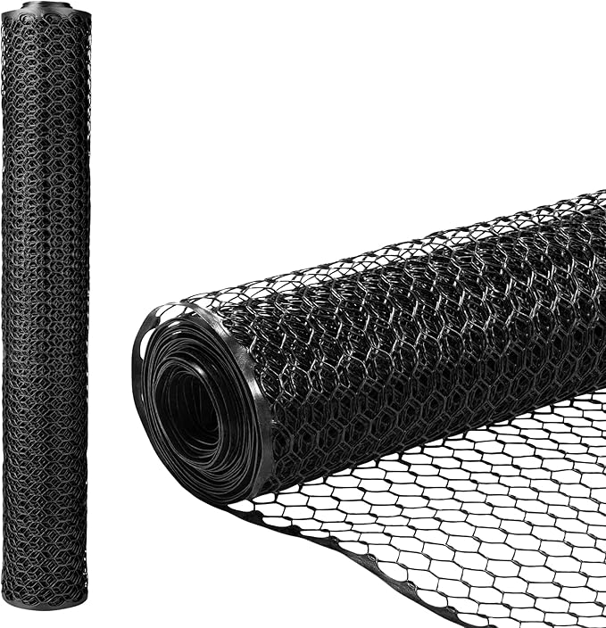 Zebro Plastic Chicken Wire Fence – Lightweight Poultry Netting & Garden Fence for Chicken Coops, Pet Enclosures, Balcony Safety & Landscaping – Weatherproof & Rust-Free - 3' x 25' Black