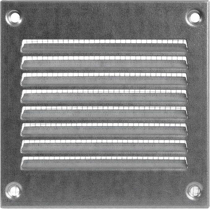 Vent Systems 4'' x 4'' Inch (Overall Dimensions) Galvanized Air Vent Cover - Metal Air Return Grill with Built in Guard Screen Mesh - HVAC Ducting Vent Duct Cover for Interior, Exterior Use