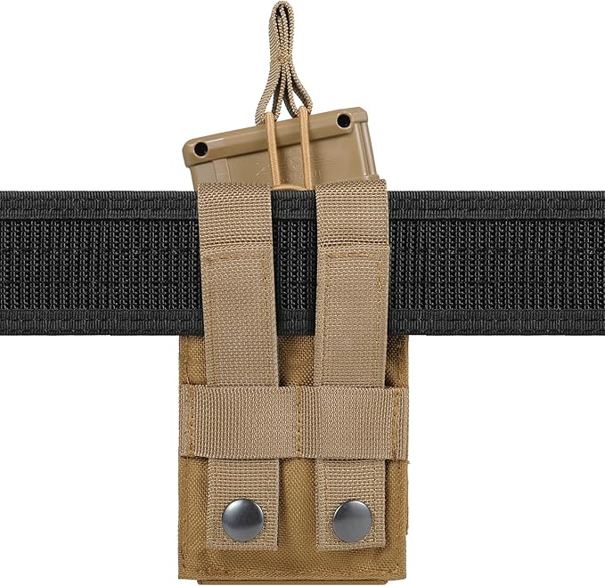 Open-Top Single/Double/Triple Molle Mag Pouch for 5.56mm M4 M16 AK AR Glock M1911 9mm Elastic Rifle Magazines Pistol Mag Pouches Holder Carrier with USA Flag Patch