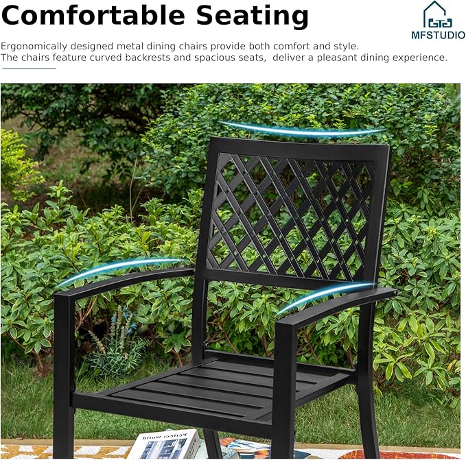 MFSTUDIO Patio Dining Set for 8, Metal Patio Table and Chairs Set, Outdoor Dining Set with Umbrella Hole, 9 Piece Outdoor Patio Furniture Set for Deck Backyard Poolside Garden
